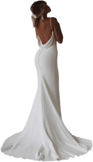 Simple Mermaid Wedding Dresses for Bride 2025 Boho Beach Satin Sleeveless Bridal Gown with Train