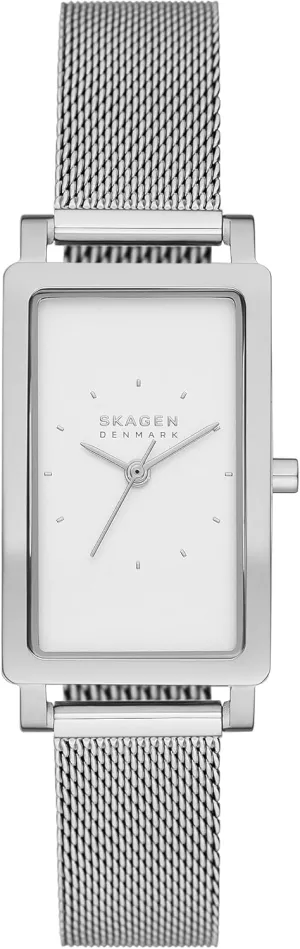 Skagen Hagen Rectangular Case Women's Watch with Stainless Steel Bracelet, Mesh or Leather Band