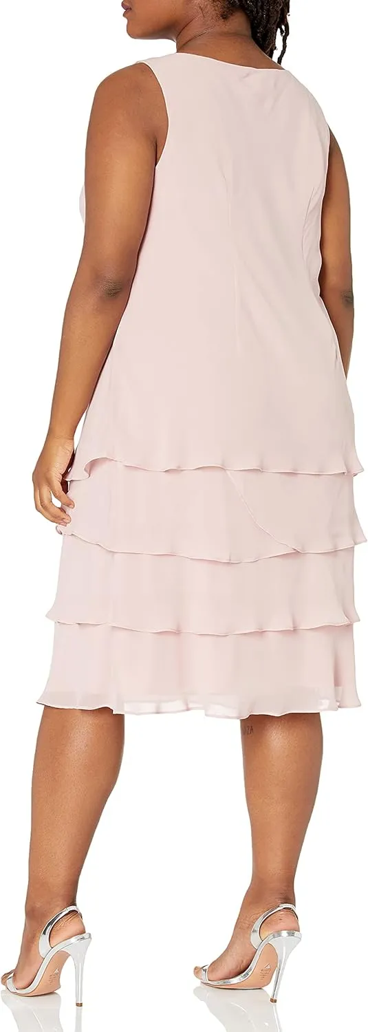 S.L. Fashions Women's Plus Size Two Piece Embellished Jacket Dress