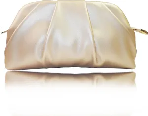 SLANGO Leather Clutch Bag, Soft PU Leather, Metal Zipper, Detachable Chain Strap,for Weddings, Proms, Cocktail-Gemma