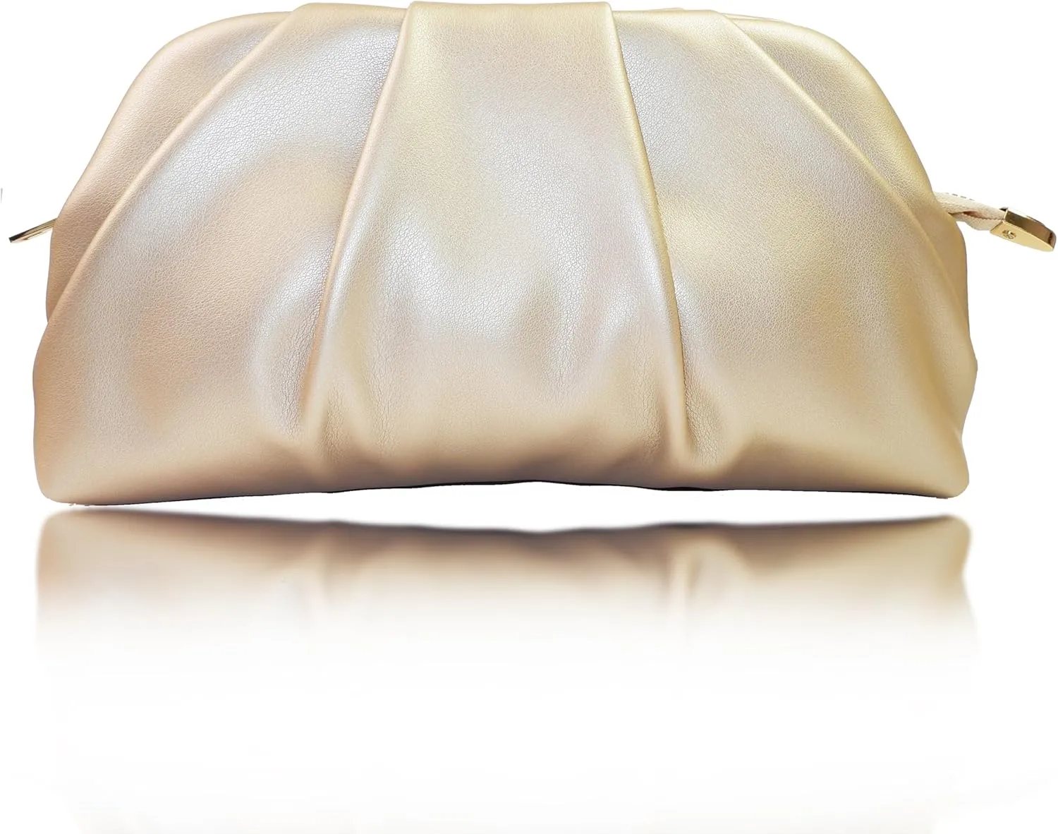 SLANGO Leather Clutch Bag, Soft PU Leather, Metal Zipper, Detachable Chain Strap,for Weddings, Proms, Cocktail-Gemma