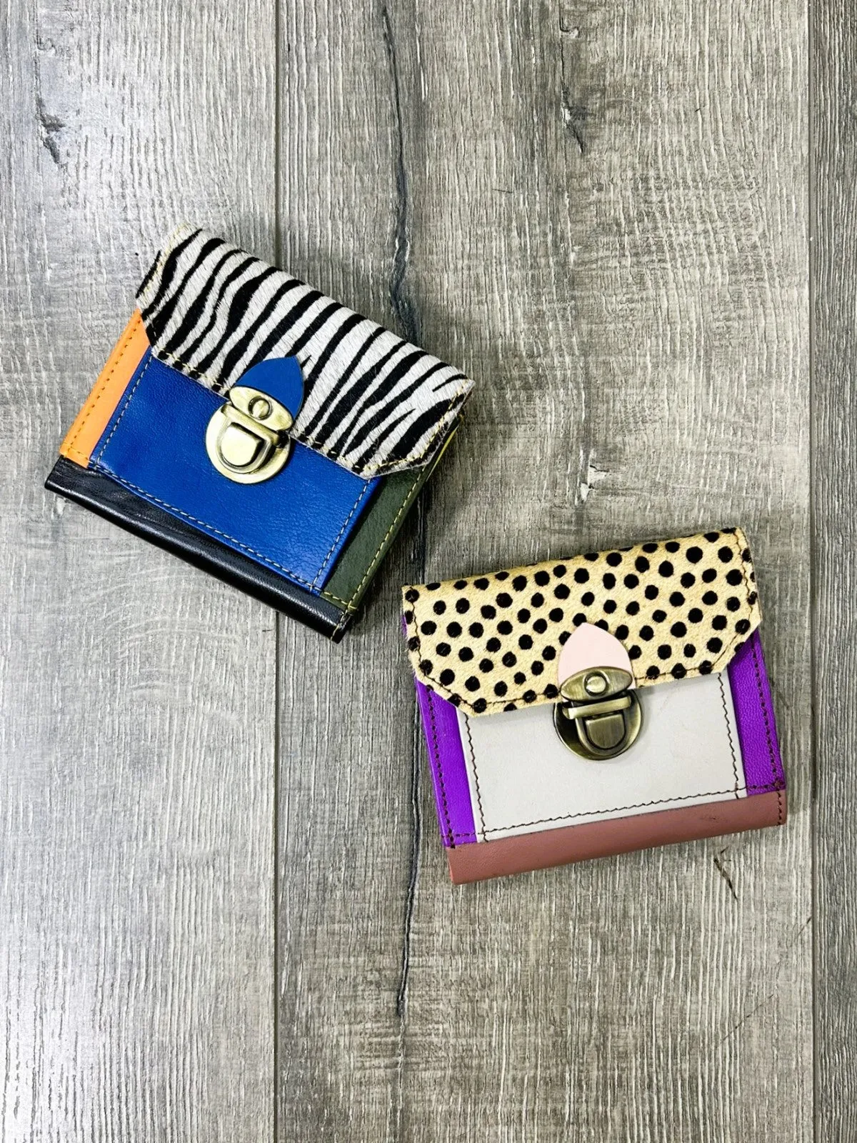 Small Square Multi and Fur Leather Purse