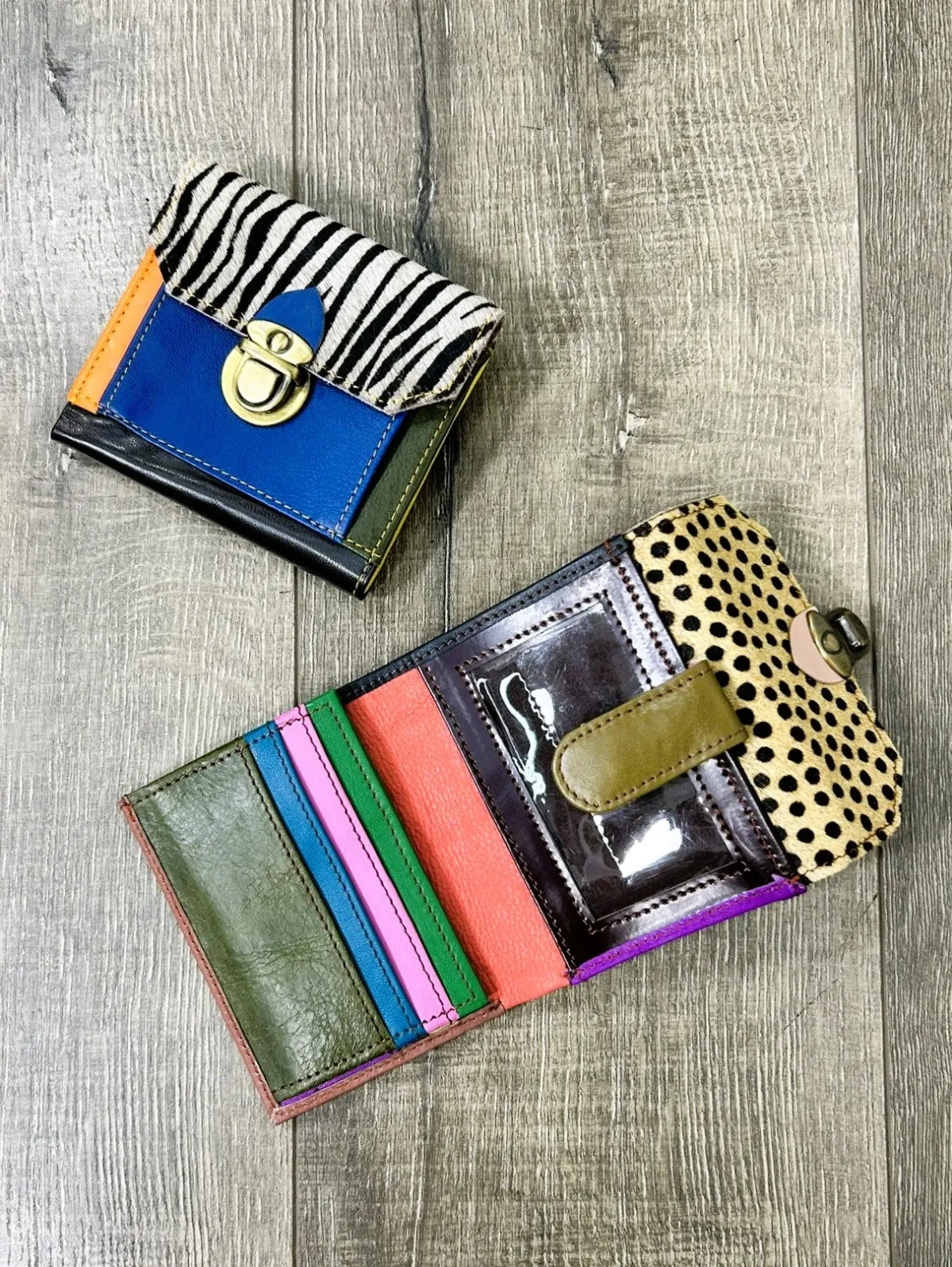 Small Square Multi and Fur Leather Purse