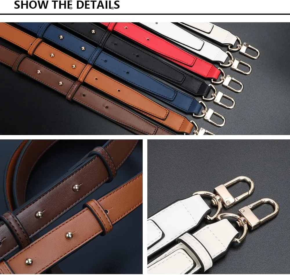 Smooth Leather Belt for Crossbody Handbags Shoulder Bag Replacement Adjustable Purse Strap Long Size Silver Clasp Black