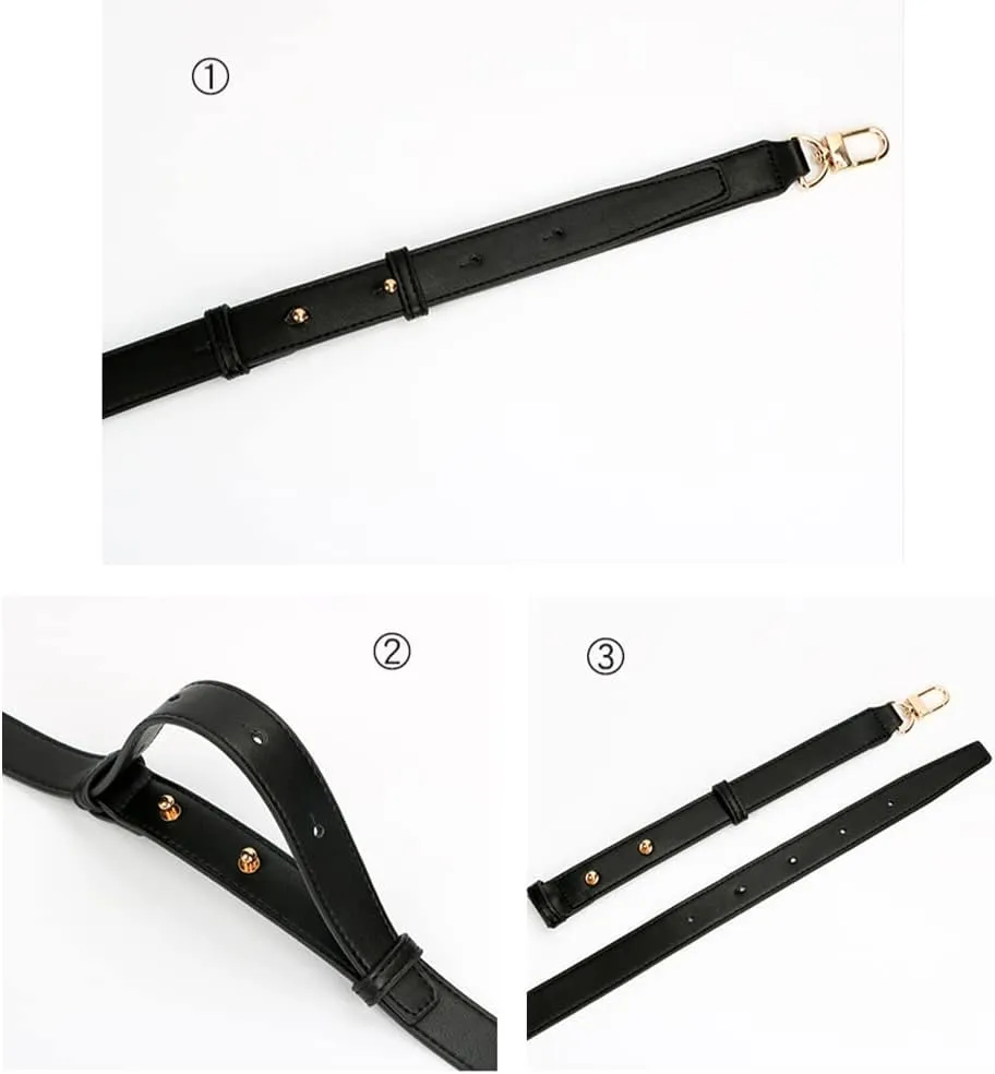 Smooth Leather Belt for Crossbody Handbags Shoulder Bag Replacement Adjustable Purse Strap Long Size Silver Clasp Black