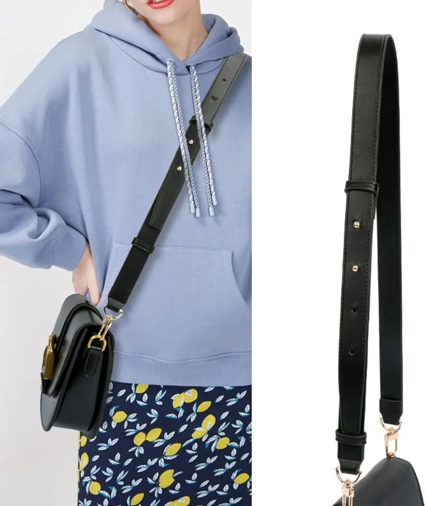Smooth Leather Belt for Crossbody Handbags Shoulder Bag Replacement Adjustable Purse Strap Long Size Silver Clasp Black
