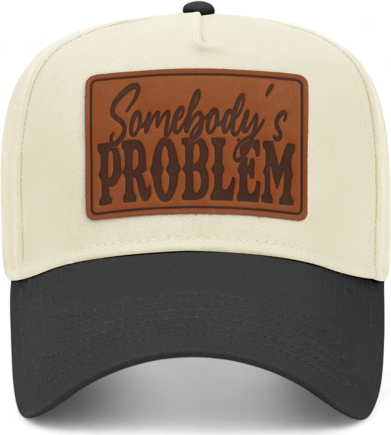 Somebody's Problem Leather Patch Vintage Trucker Hats (2 Pack) | Premium Snapback Baseball Hats for Men & Women