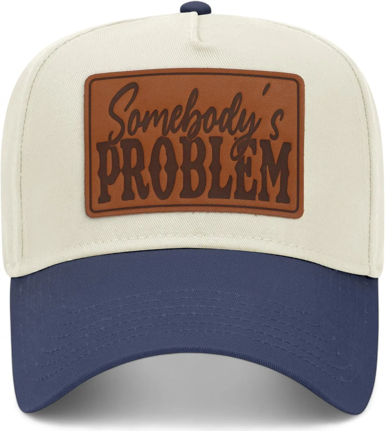 Somebody's Problem Leather Patch Vintage Trucker Hats (2 Pack) | Premium Snapback Baseball Hats for Men & Women