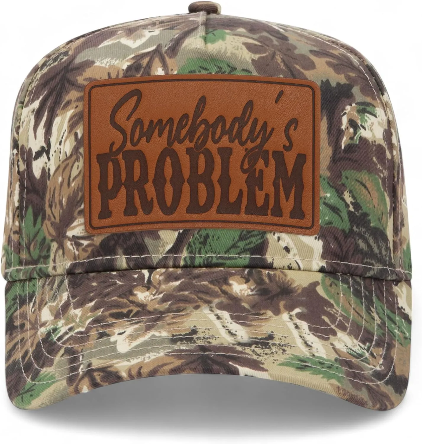 Somebody's Problem Leather Patch Vintage Trucker Hats (2 Pack) | Premium Snapback Baseball Hats for Men & Women