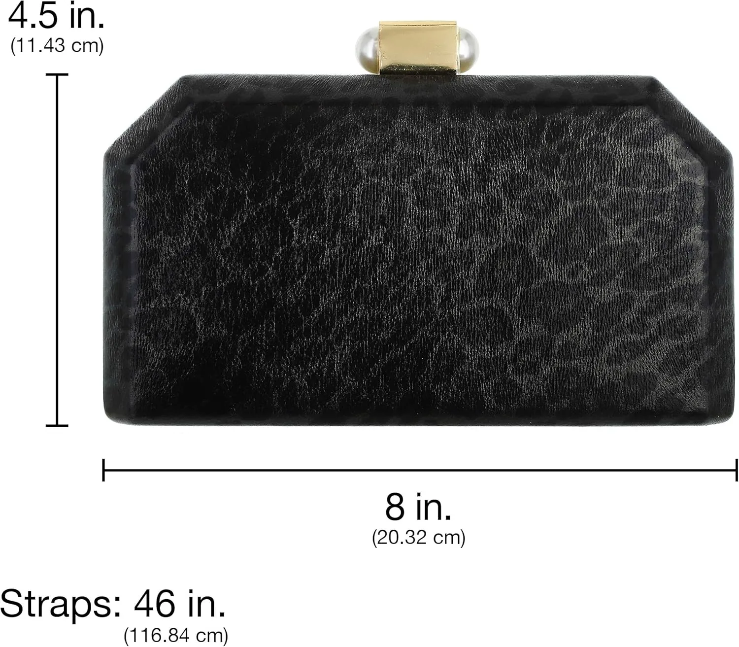 SP Sophia Collection Women's Structured Shimmer Leopard Clutch Chain Strap Crossbody Bag with Pearl Closure for Parties