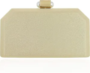 SP Sophia Collection Women's Structured Shimmer Leopard Clutch Chain Strap Crossbody Bag with Pearl Closure for Parties