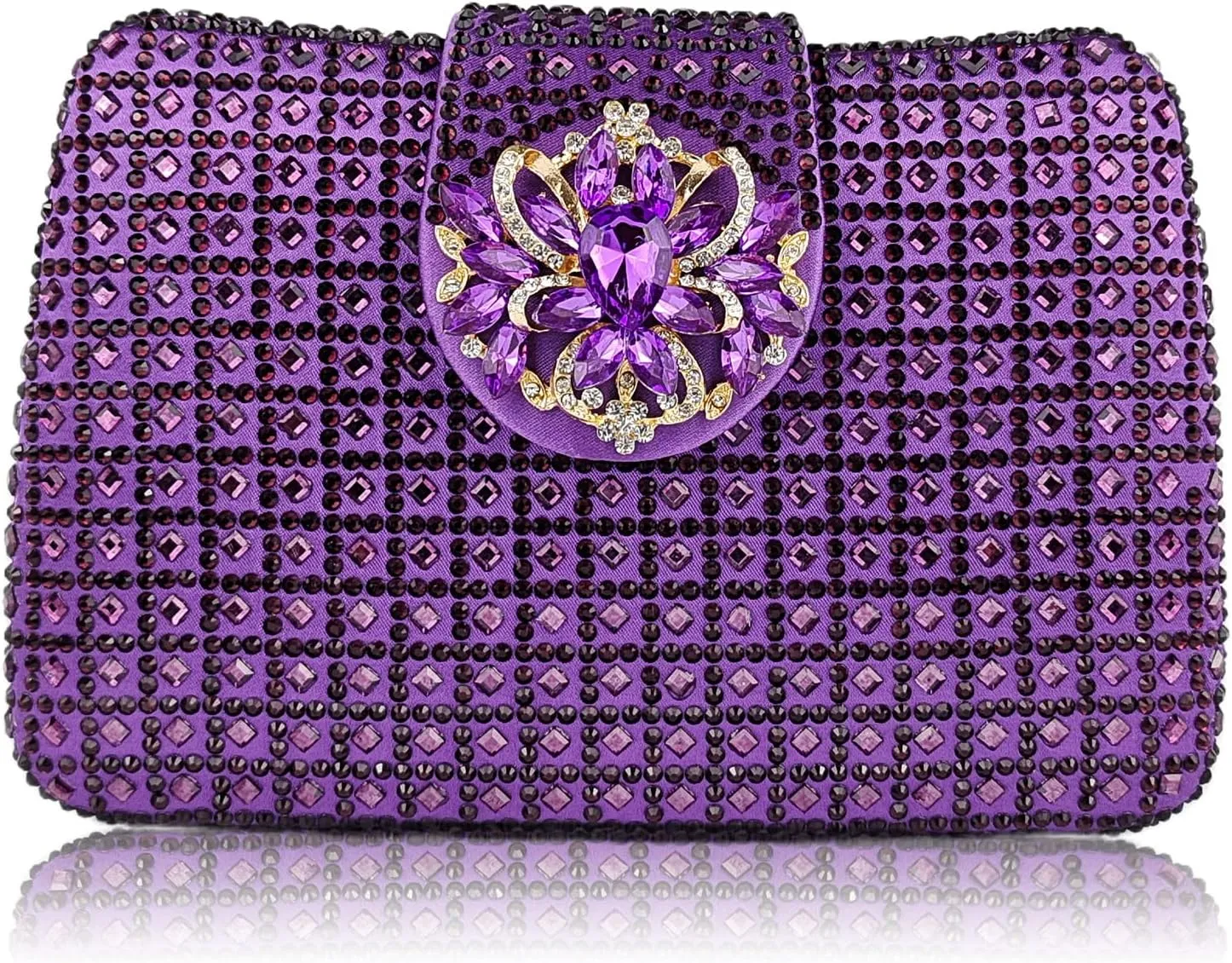Sparkly Rhinestone Unique Evening Bag Women Floral Clutch Handbag Shoulder Bags