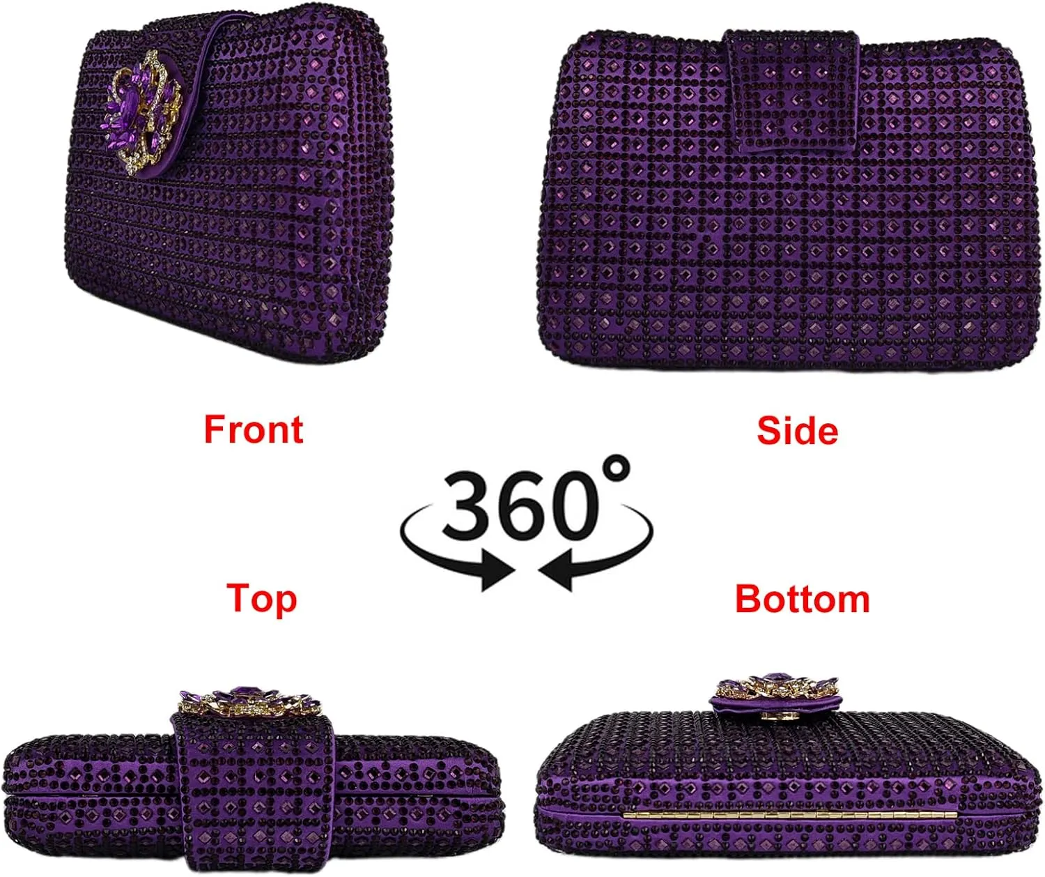 Sparkly Rhinestone Unique Evening Bag Women Floral Clutch Handbag Shoulder Bags