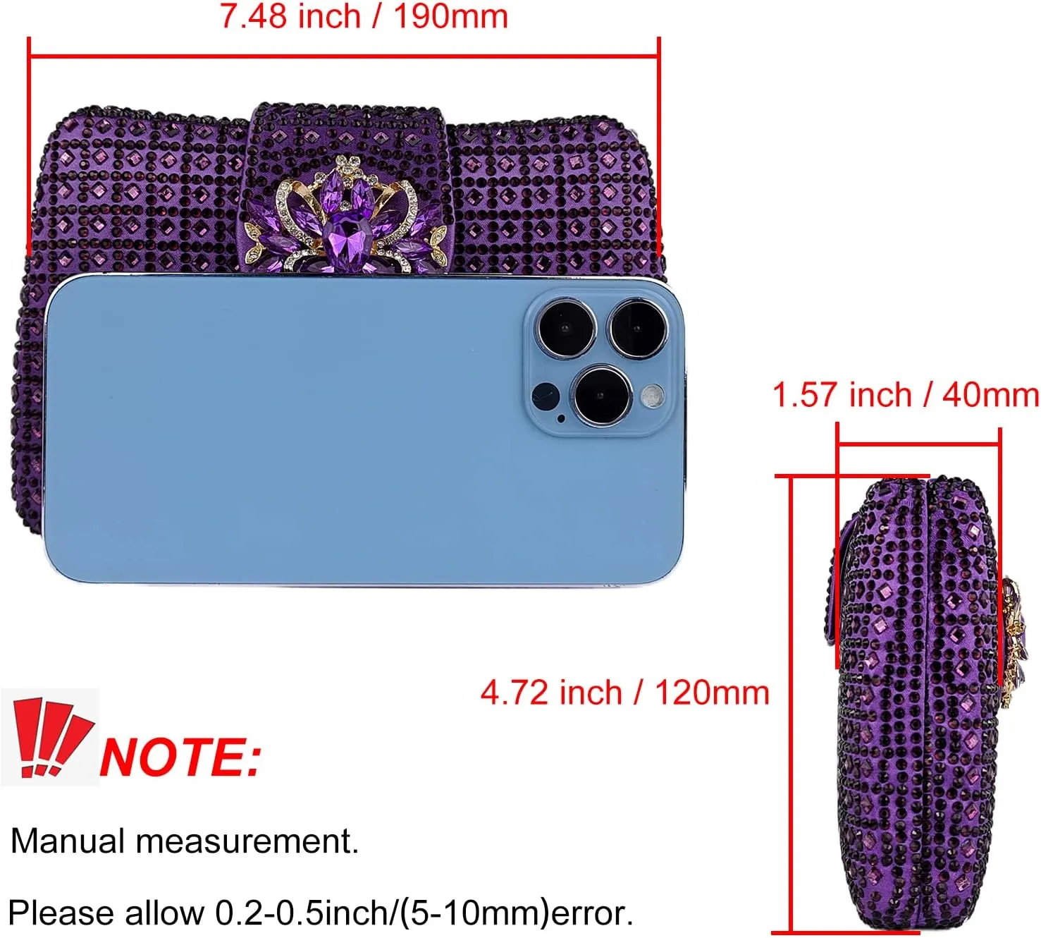 Sparkly Rhinestone Unique Evening Bag Women Floral Clutch Handbag Shoulder Bags