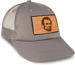Speedy Pros Patch Hat Printed Leather Background Abraham Lincoln President Style A Cotton Trucker Baseball Cap