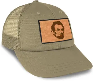 Speedy Pros Patch Hat Printed Leather Background Abraham Lincoln President Style A Cotton Trucker Baseball Cap