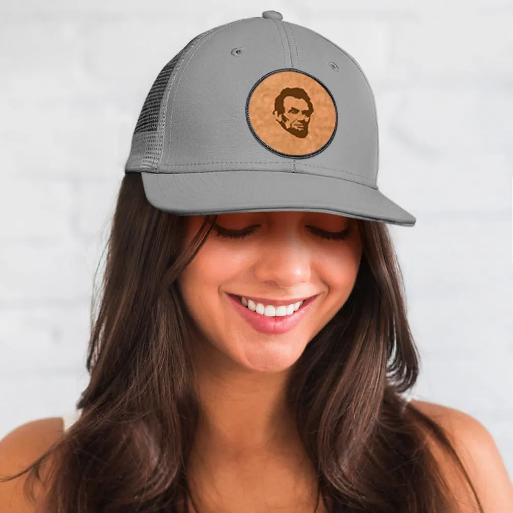 Speedy Pros Patch Hat Printed Leather Background Abraham Lincoln President Style A Cotton Trucker Baseball Cap