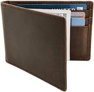 STAY FINE Minimalist Leather Wallet with Money Clip, RFID Bloking Slim Bifold for Men