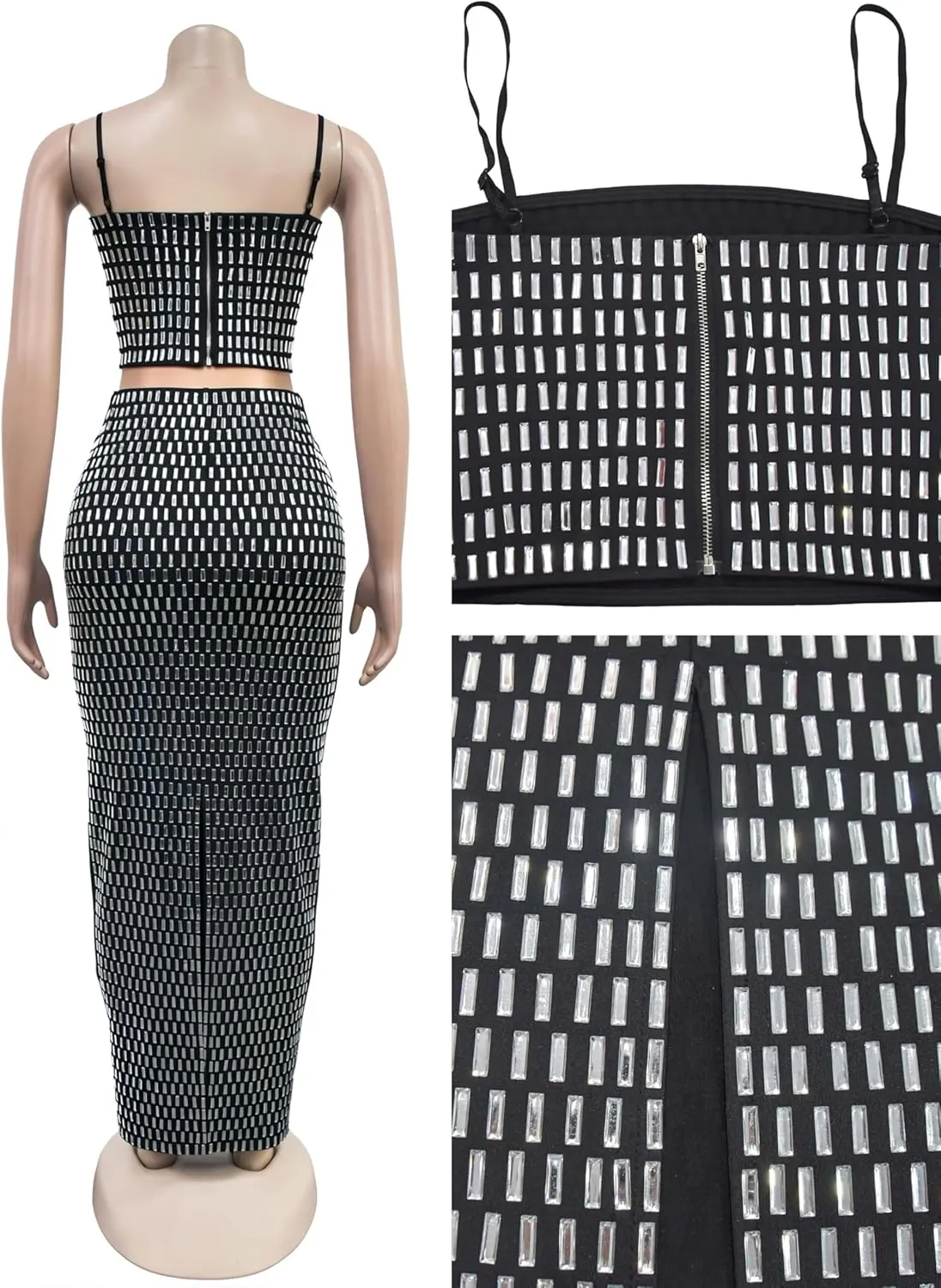 Strapless Rhinestone Maxi Dresses Evening Gowns for Women Formal Sexy