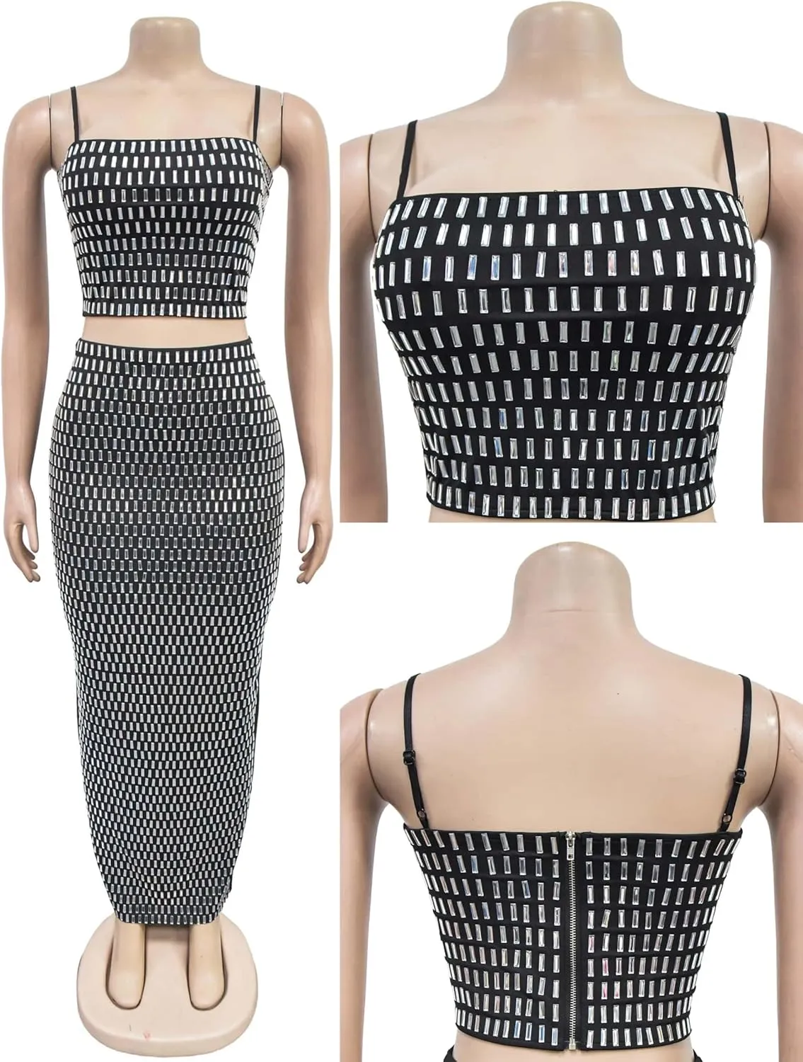 Strapless Rhinestone Maxi Dresses Evening Gowns for Women Formal Sexy