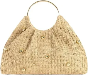Straw Purses for Women 2025 Straw Clutch Purses for Women Beaded Clutch Purse