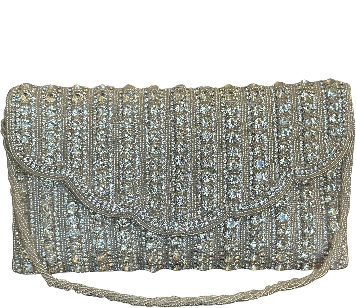 Stylish Crossbody Luxury Clutch purse for women with Crystal Beaded work and detachable shoulder chain