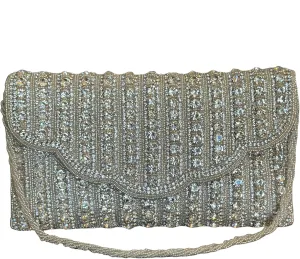 Stylish Crossbody Luxury Clutch purse for women with Crystal Beaded work and detachable shoulder chain