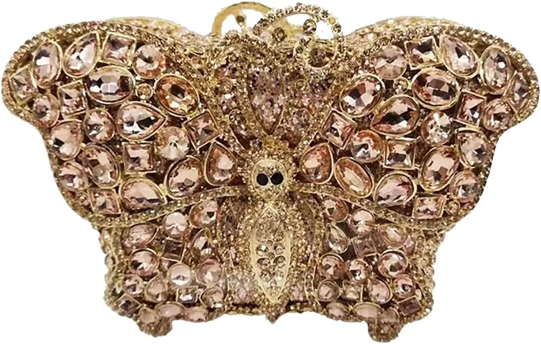 Stylish Women Butterfly Evening Bag Insect Diamond Clutch Chic Rhinestone Purse Luxury Stone Bag for Prom Party