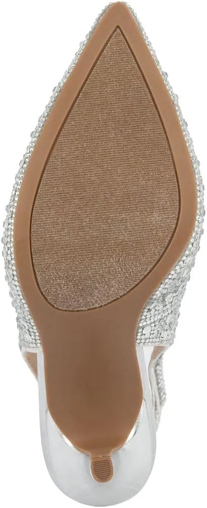 Sugar Women’s Rhinestone Slingback Heels – Sparkly Pointed Toe Stiletto Pumps for Wedding, Party, Evening & Formal Dress Shoes