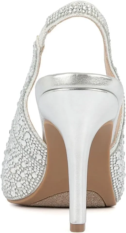 Sugar Women’s Rhinestone Slingback Heels – Sparkly Pointed Toe Stiletto Pumps for Wedding, Party, Evening & Formal Dress Shoes
