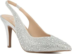 Sugar Women’s Rhinestone Slingback Heels – Sparkly Pointed Toe Stiletto Pumps for Wedding, Party, Evening & Formal Dress Shoes