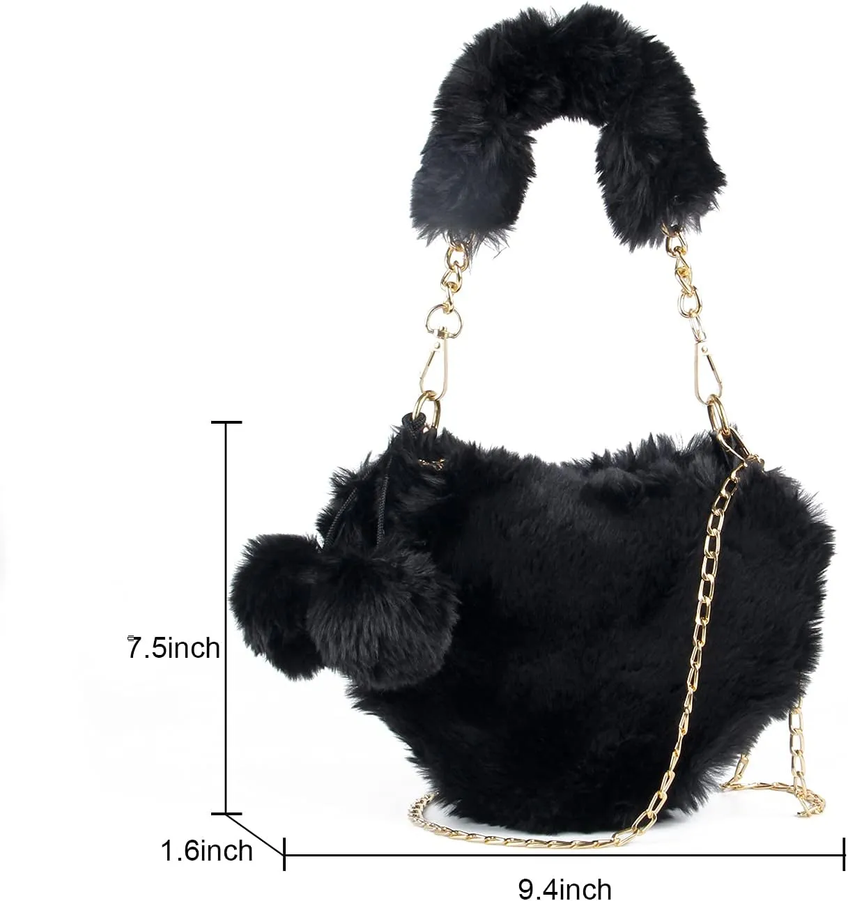 SUKUTU Faux Fur Purse Women's Heart Shaped Evening Handbags Small Cute Phone Crossbody Bag Clutches for Girls