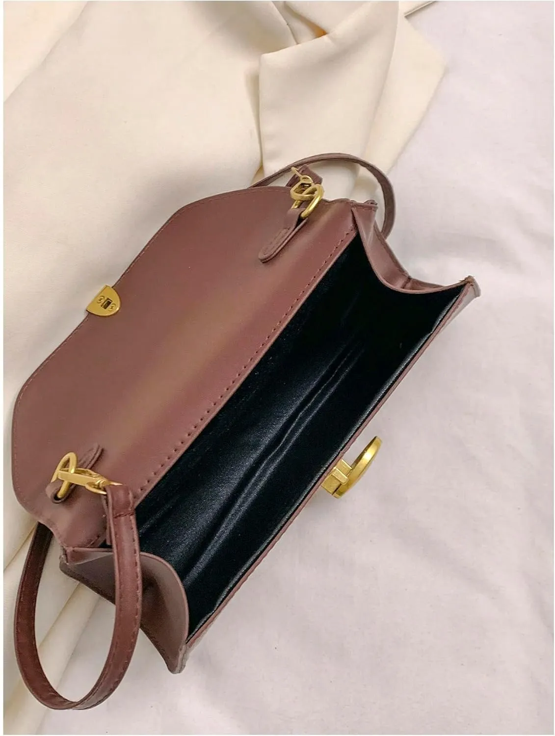 SweatyRocks Women's Elegant PU Leather Flap Shoulder Bag Solid Minimalist Clutch Purse Retro Handbag