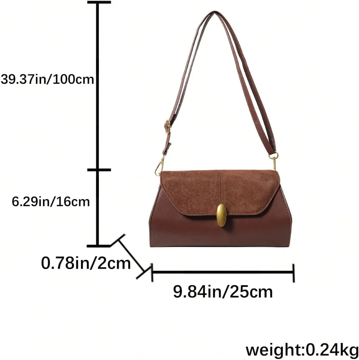 SweatyRocks Women's Elegant PU Leather Flap Shoulder Bag Solid Minimalist Clutch Purse Retro Handbag