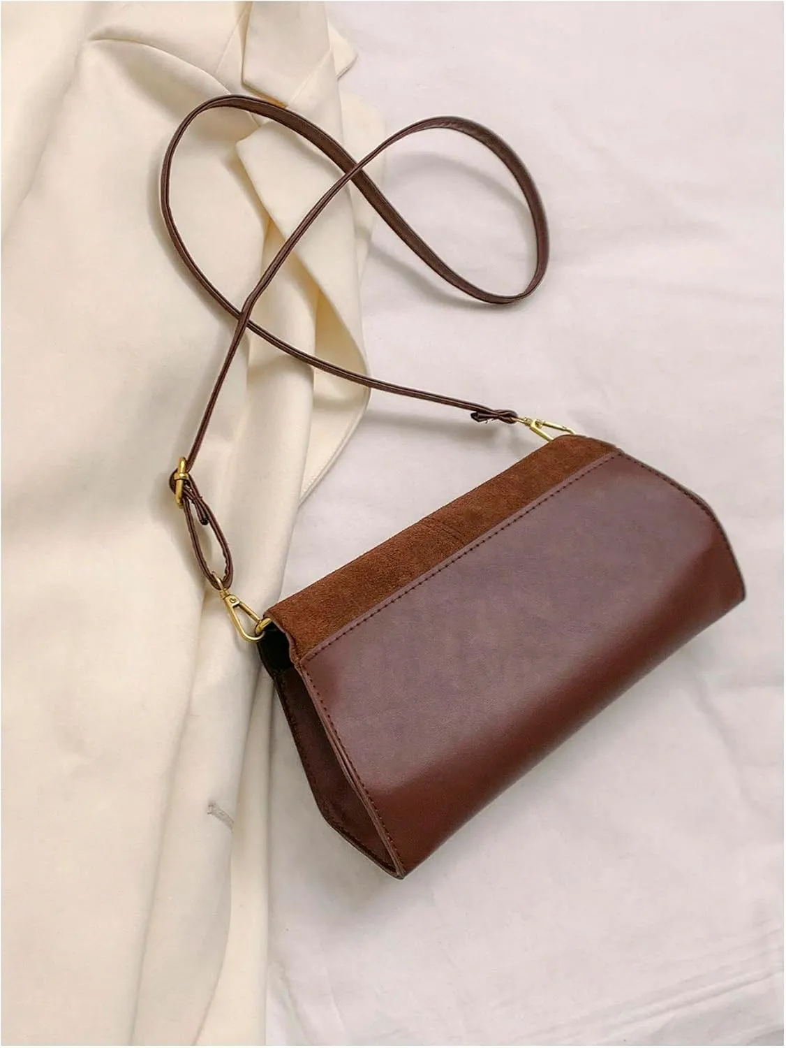SweatyRocks Women's Elegant PU Leather Flap Shoulder Bag Solid Minimalist Clutch Purse Retro Handbag