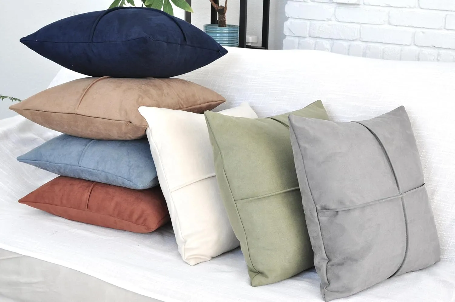 Terra Cotta/Rust Brown Pillow Covers Set of 2 Faux Suede Soft Leather Like Decorative Square Pillowcases for Couch Sofa Couch Chairs Vegan Suede Cushion Covers Rustic Modern Farmhouse Decor 18 x18