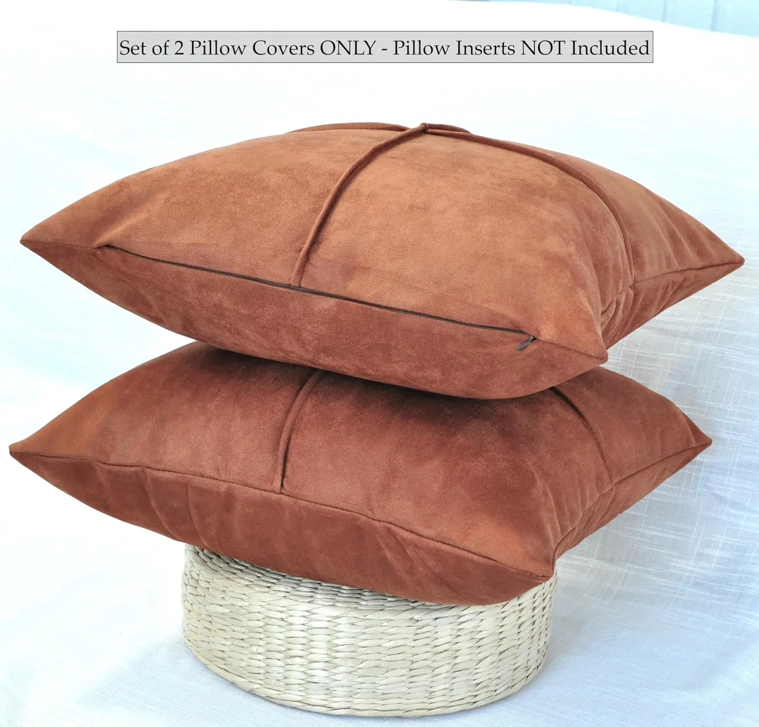 Terra Cotta/Rust Brown Pillow Covers Set of 2 Faux Suede Soft Leather Like Decorative Square Pillowcases for Couch Sofa Couch Chairs Vegan Suede Cushion Covers Rustic Modern Farmhouse Decor 18 x18