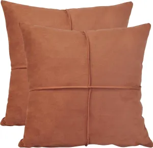 Terra Cotta/Rust Brown Pillow Covers Set of 2 Faux Suede Soft Leather Like Decorative Square Pillowcases for Couch Sofa Couch Chairs Vegan Suede Cushion Covers Rustic Modern Farmhouse Decor 18 x18