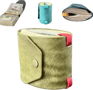 The Cash Wrap Wallet, Fast Cash Access Money Holder for Cash, Handy Purse Bands with Magnetic Clasp, Small Compact Luxury Pocket Wallet 1 to 99 bills (Green)