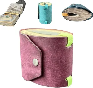 The Cash Wrap Wallet, Fast Cash Access Money Holder for Cash, Handy Purse Bands with Magnetic Clasp, Small Compact Luxury Pocket Wallet 1 to 99 bills (Purple)