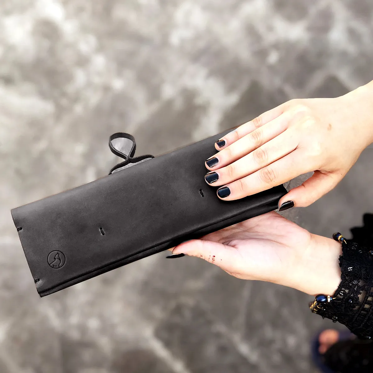 The Horizon: A Semi-Stitched Leather Long Wallet and Clutch - Coffee Color