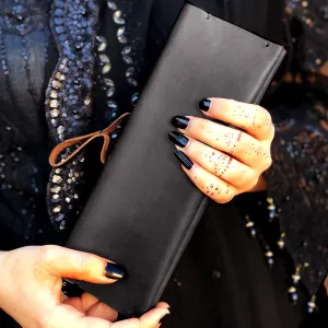 The Horizon: A Semi-Stitched Leather Long Wallet and Clutch - Coffee Color
