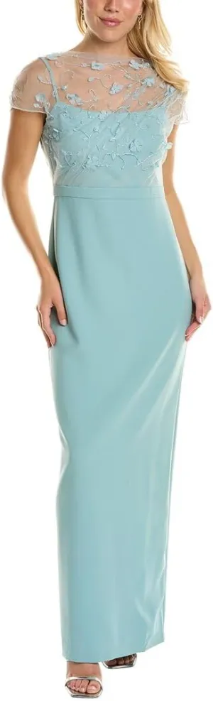 THEIA Womens Desirae Beaded Evening Dress Blue 12