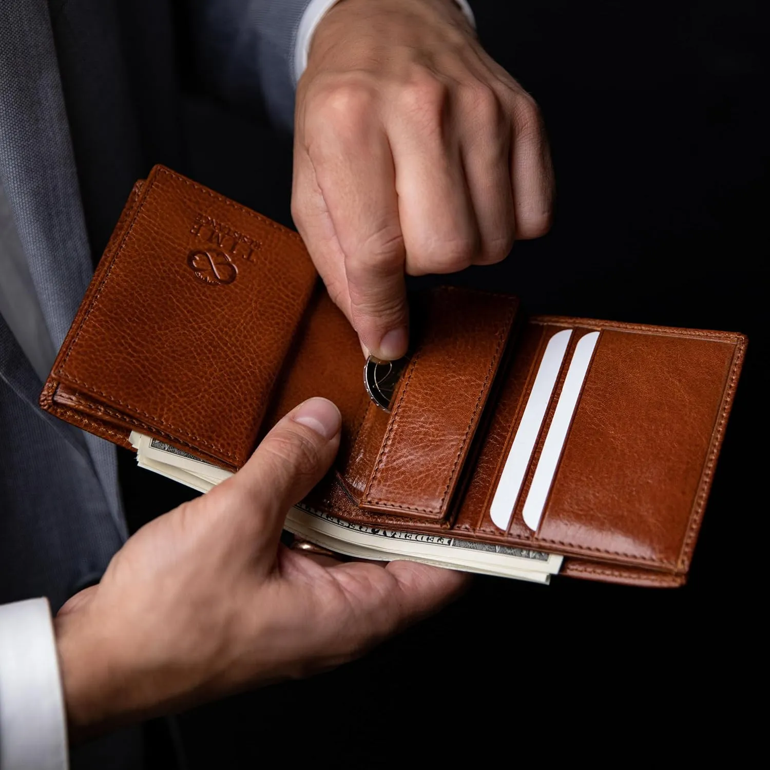Time Resistance Leather Wallet for Men - Men Wallet - Bifold Italian Wallet - Slim Wallet with Card Holder - Gift Box Included