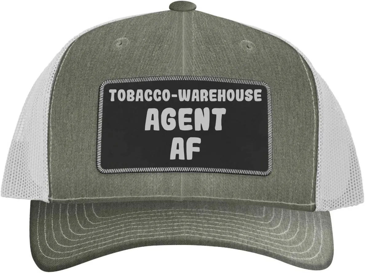 Tobacco-Warehouse Agent AF - Leather Black Patch Engraved Trucker Hat