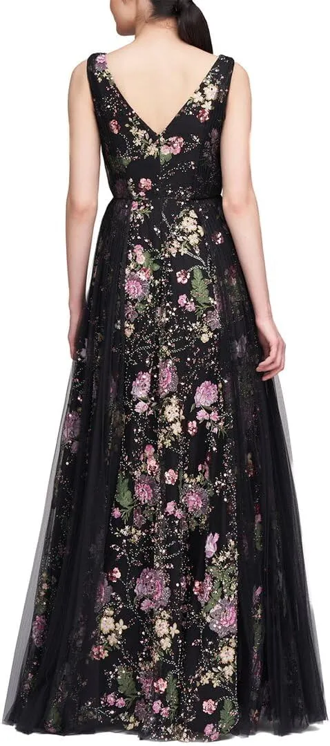 Toni V Neck Beaded Gown