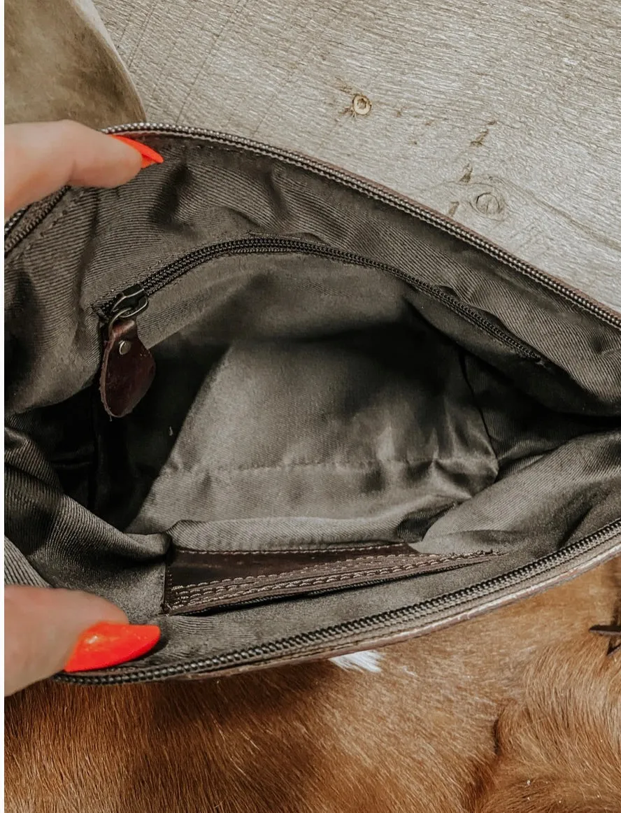 Tooled Leather Wristlet - Toiletry Bag