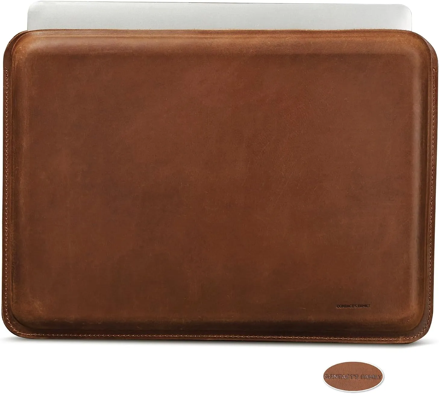 Top Grain Leather 16.2" Slim PC Sleeve Case, Solid Vintage Design, Handmade, Compatible with MacBook Pro 16.2" A2485 M1 Max 15" Touch Bar A2141 A1707 Pro 16" Touch ID A1990, Brown 16.2 Inch