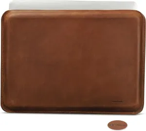 Top Grain Leather 16.2" Slim PC Sleeve Case, Solid Vintage Design, Handmade, Compatible with MacBook Pro 16.2" A2485 M1 Max 15" Touch Bar A2141 A1707 Pro 16" Touch ID A1990, Brown 16.2 Inch