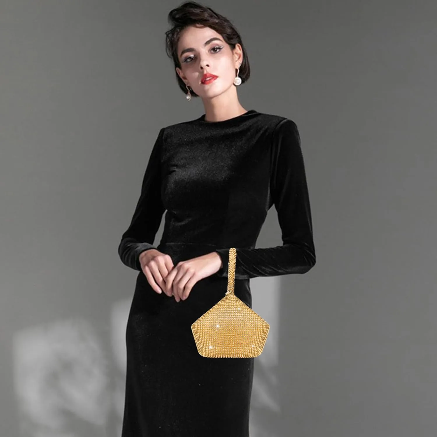TOPALL Rhinestone Purse Sparkly Bag Silver Diamond Purses for Women Upgrade Evening Prom Rhinestone Handbag Hobo Bag